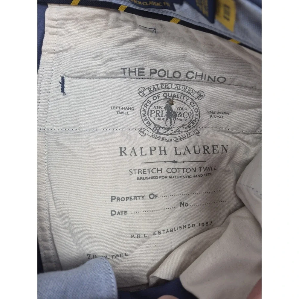 Polo Ralph Lauren Mens 38 Blue Stretch Classic Fit Chino Shorts Twill‎ Pony Logo